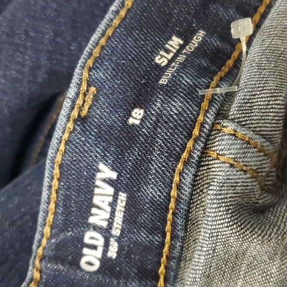 Old Navy jeans boys size 18 blue slim 360 stretch adjustable waist destroyed - Picture 10 of 12